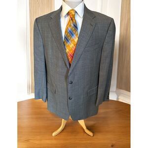 Hart Schaffer &‎ Marx 46L Gray Glen Plaid 100% Wool Blazer Sport Coat Jacket